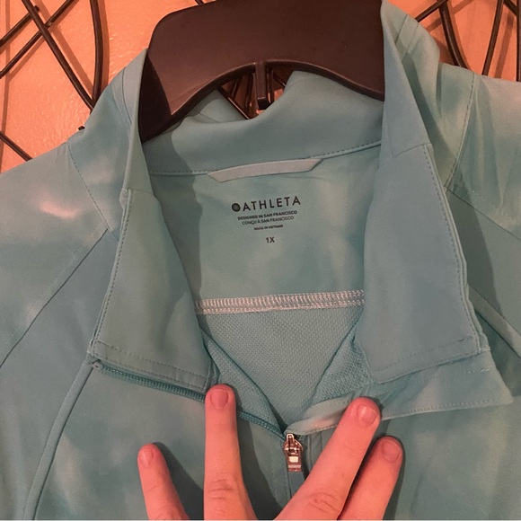 Athleta run with it jacket turquoise pool print size 1X - Picture 9 of 10